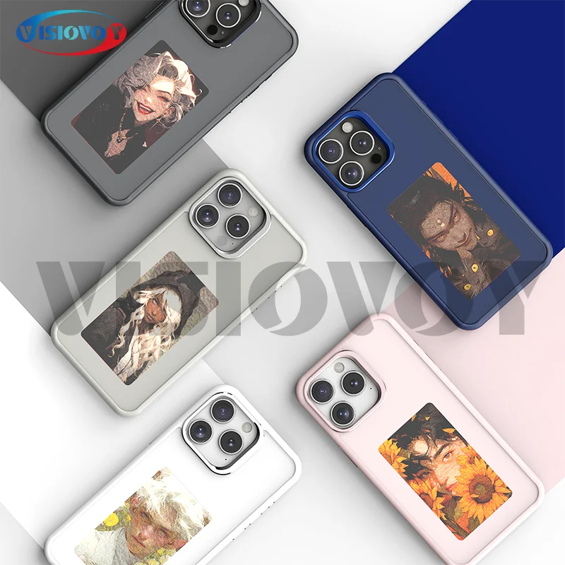 NFC Smart Phone Case For iphone 16 15 14 13 Pro Max E ink 4 Color Screen DIY