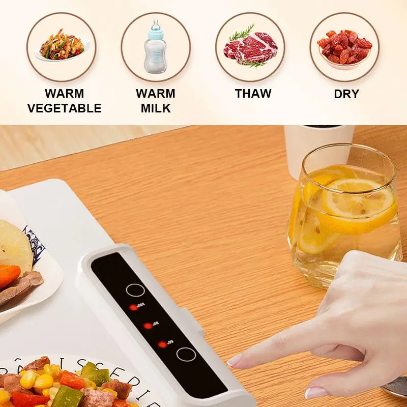 Foldable Food Warmer Plate with Adjustable Temperature Control