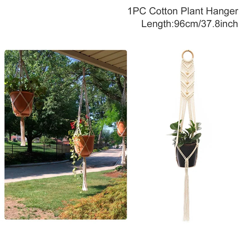 Hanging Plant Handmade Macrame Plant Hanger Flower Pot Planter Hanger Wall Decor Courtyard Garden Hanging Planter