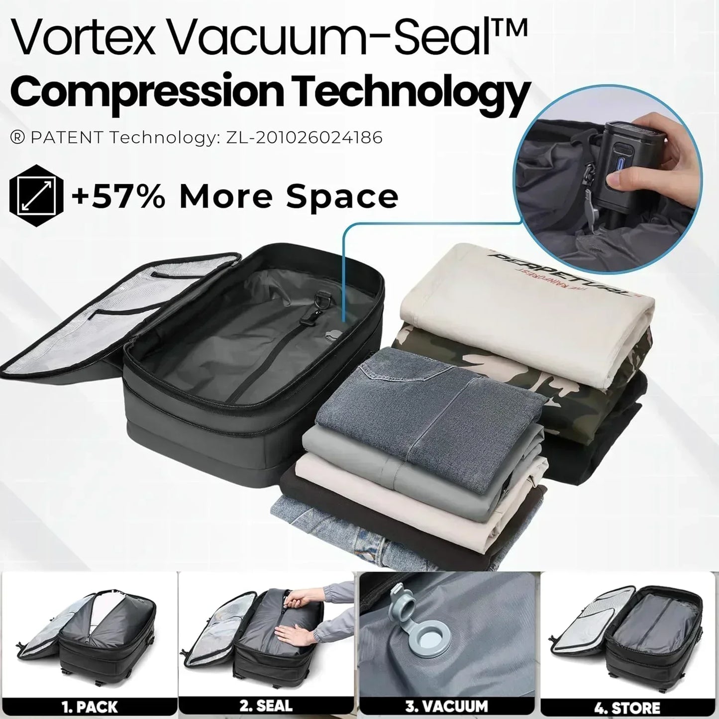 60L Airback Vacuum Compression Backpack with Wheels