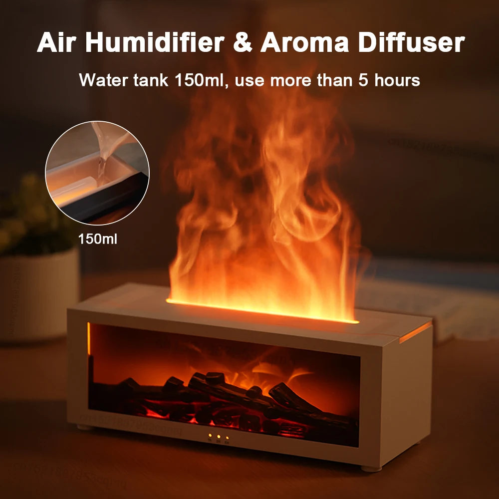 Air Humidifier Essential Oil Diffuser Flame Aroma