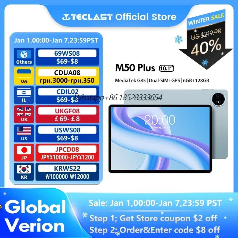 【New】Teclast M50 Plus Tablet 10.1" Screen 6GB 128GB