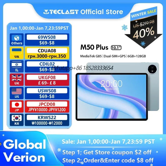 【New】Teclast M50 Plus Tablet 10.1" Screen 6GB 128GB
