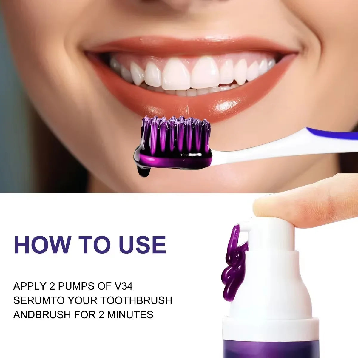V34 Purple Teeth Whitening Toothpaste