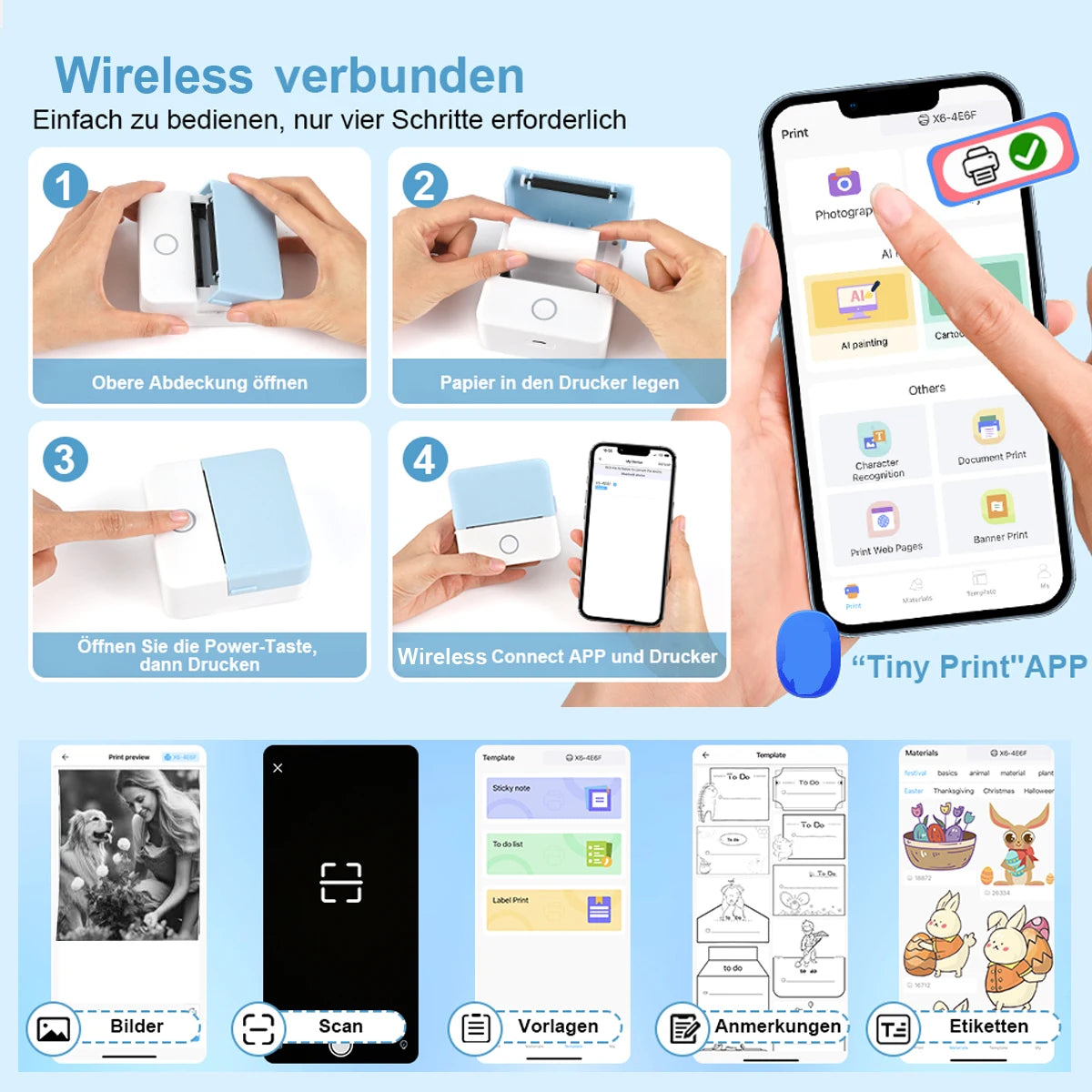 Mini Portabl Printer Inkless Sticker Maker