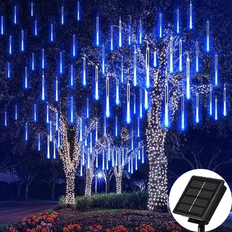 Solar Meteor Shower Rain String Lights