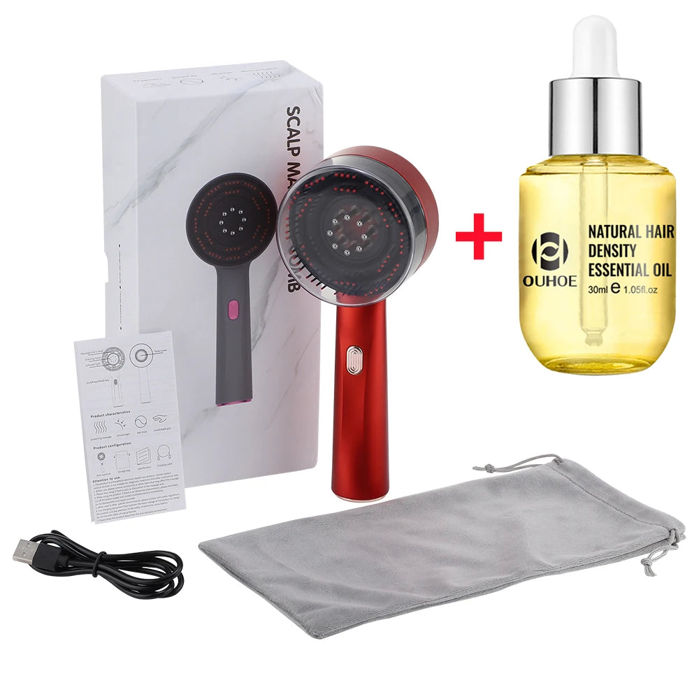 Electric Vibration Massage Comb With Hair Growth Oil