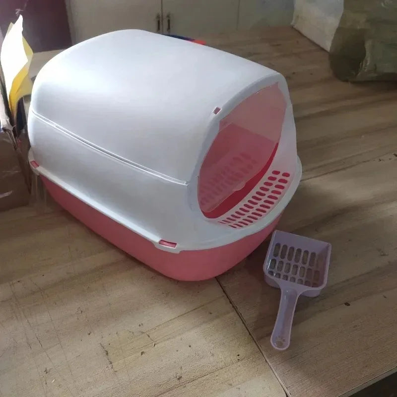 Kitty Sandbox Cat Litter Box Semi-enclosed Splashproof Cat