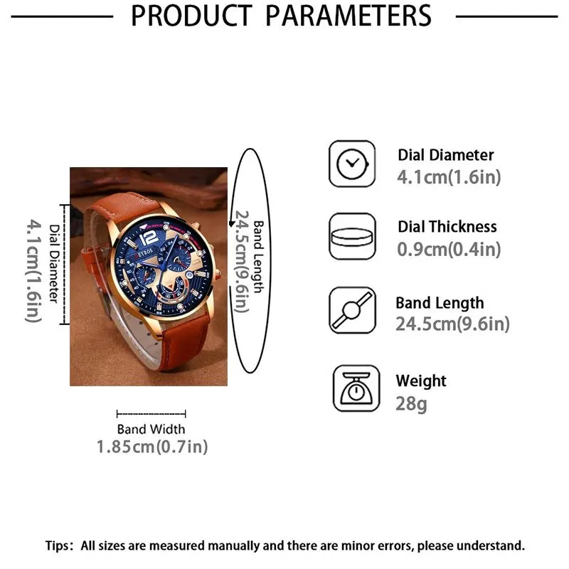 2PCS Set Fashion Men Calendar Watches Luxury