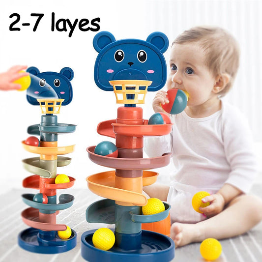 Rolling Ball Pile Tower Early Educational Toy for Babies