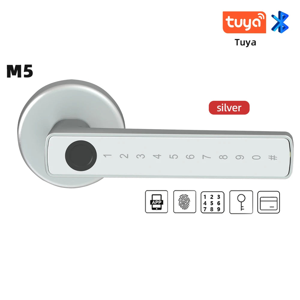 RAYKUBE M5 Tuya BLE Fingerprint Door Lock Digital Electronic Lock with Password/Key/IC Card/ Smartlife
