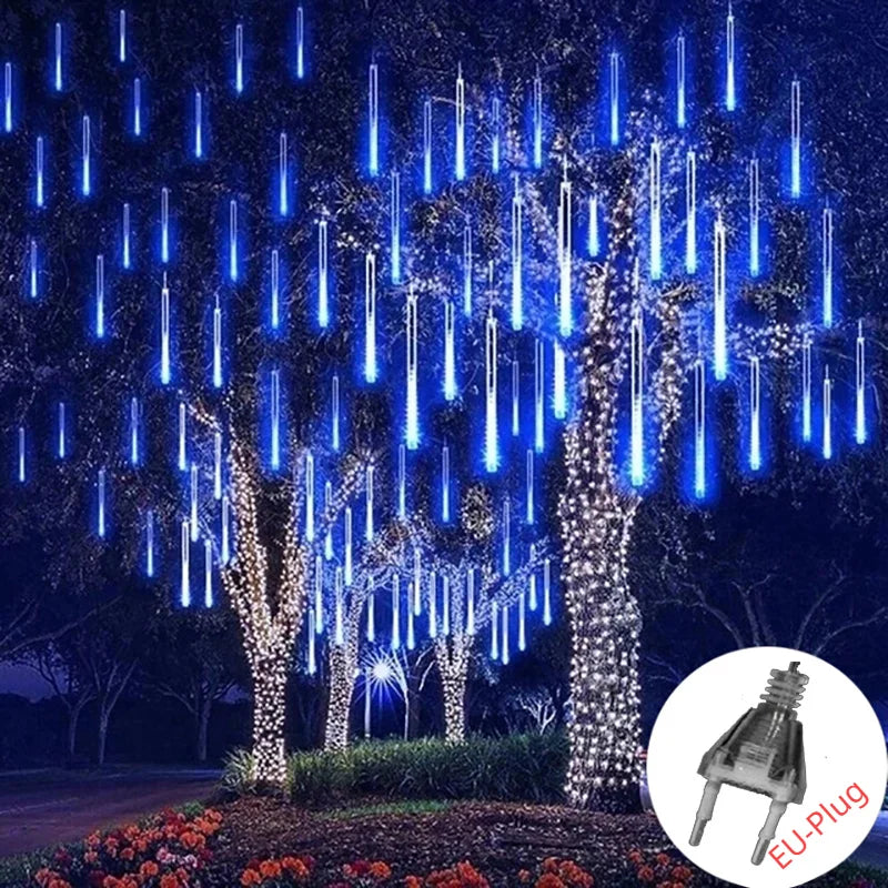 Solar Meteor Shower Rain String Lights