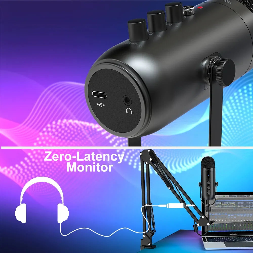 Haomuren  Microphone Studio Cardioid Condenser Mic Kit with Boom Arm For Recording YouTube