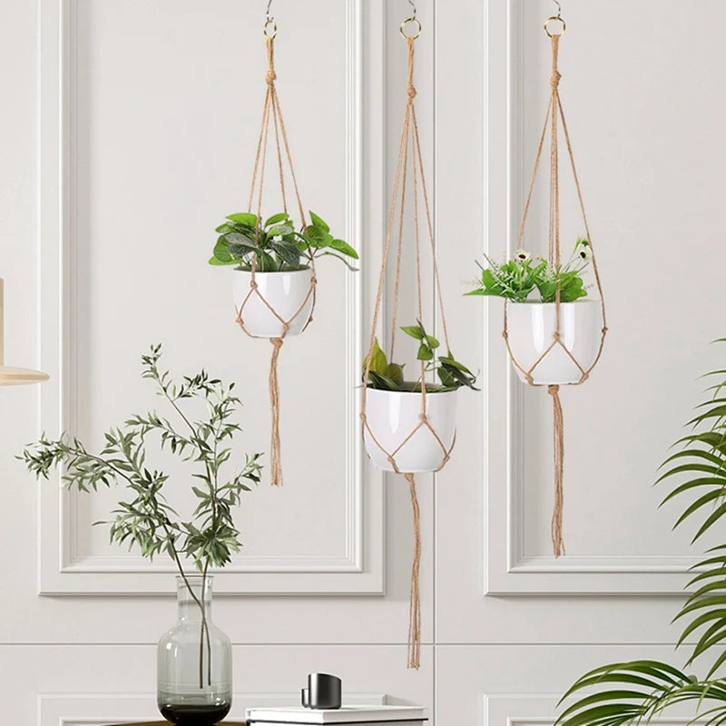 Hanging Plant Handmade Macrame Plant Hanger Flower Pot Planter Hanger Wall Decor Courtyard Garden Hanging Planter