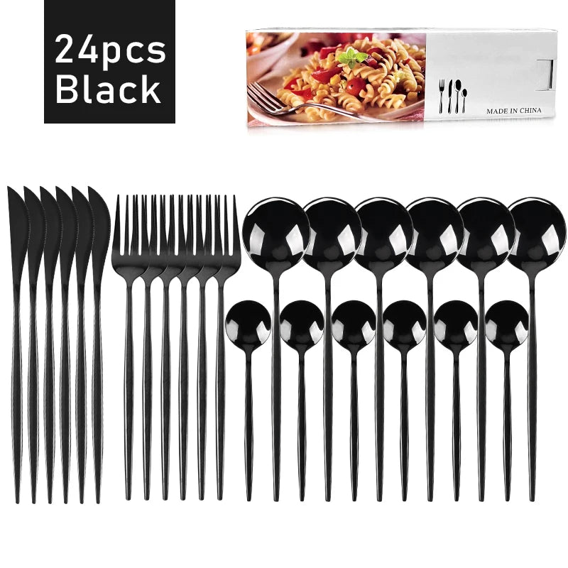24pcs Dinnerware Set Stainless Steel Tableware