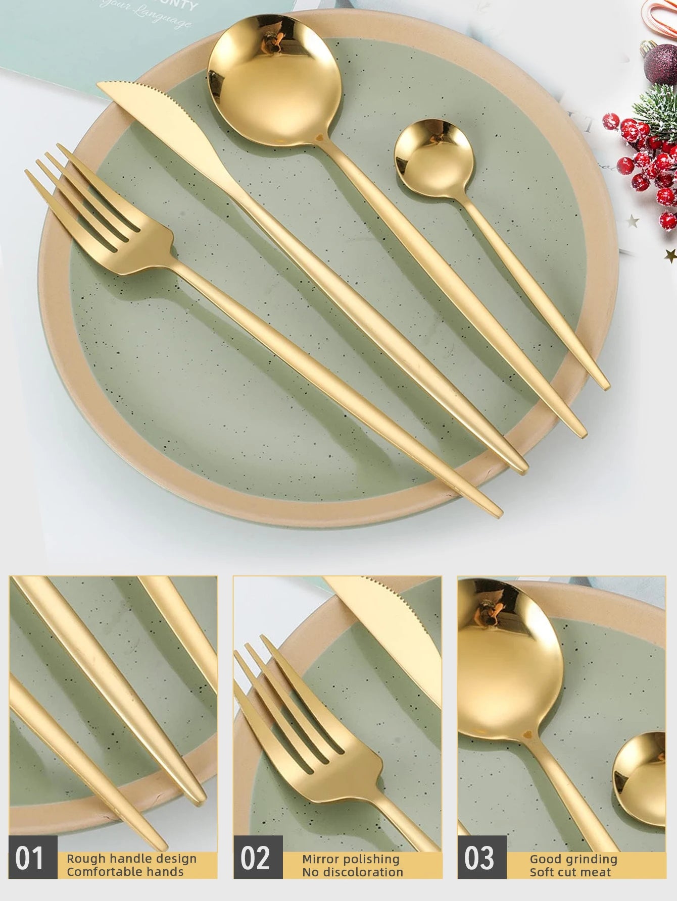24pcs Dinnerware Set Stainless Steel Tableware