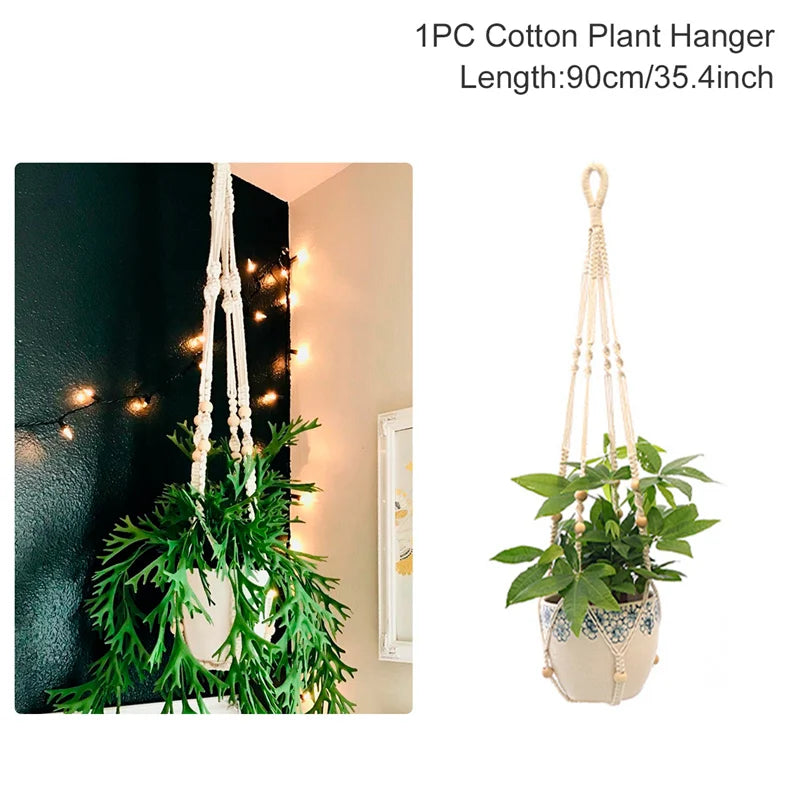 Hanging Plant Handmade Macrame Plant Hanger Flower Pot Planter Hanger Wall Decor Courtyard Garden Hanging Planter