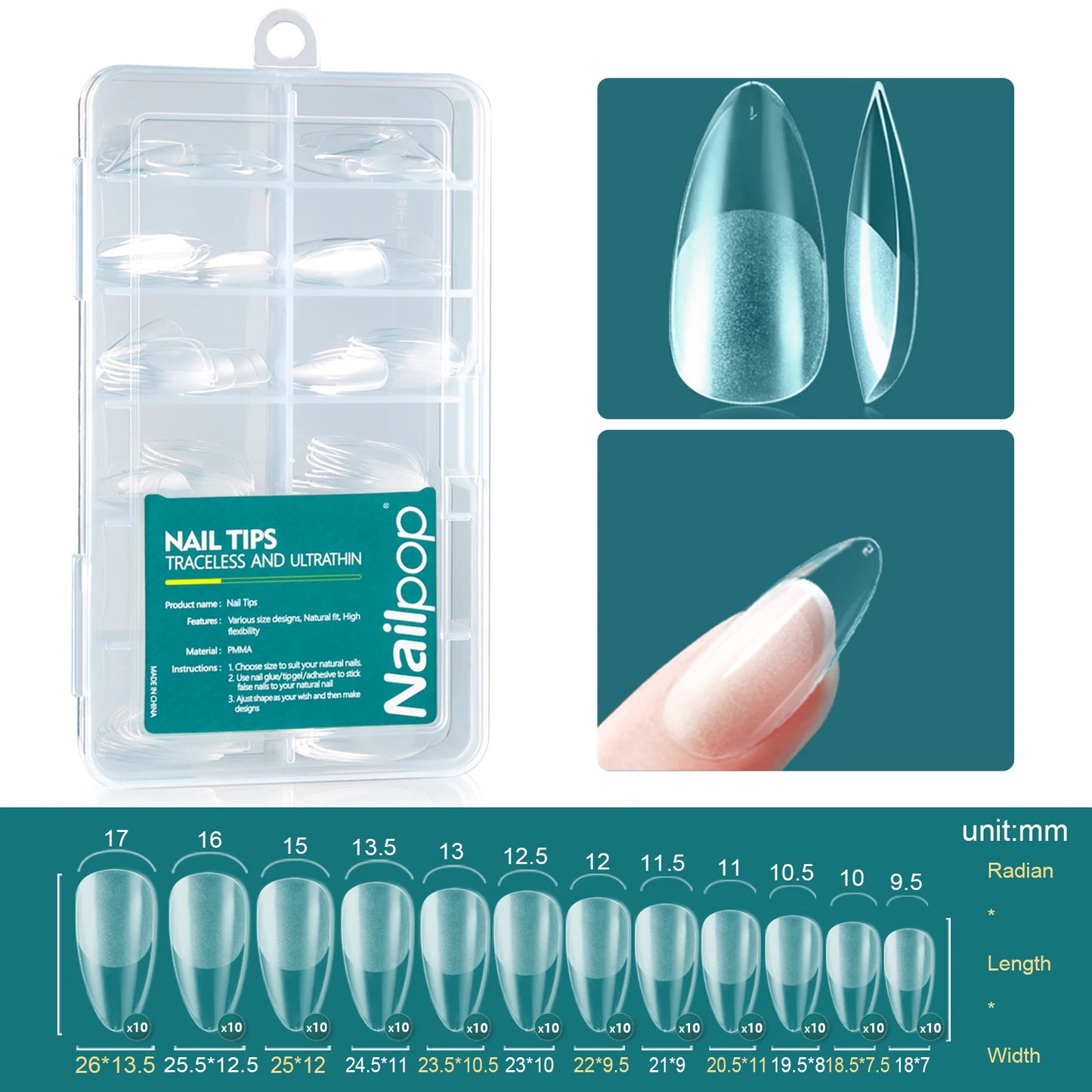 Nailpop Soft Gel Tips for Nails Acrylic Material