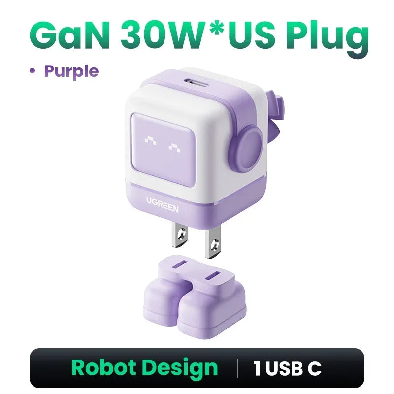 【US Plug】UGREEN 65W 30W GaN Charger Robot Design