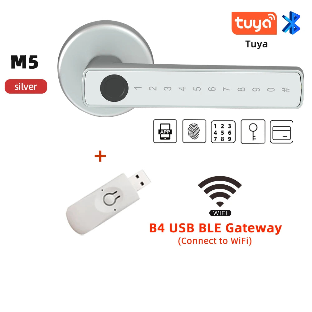 RAYKUBE M5 Tuya BLE Fingerprint Door Lock Digital Electronic Lock with Password/Key/IC Card/ Smartlife