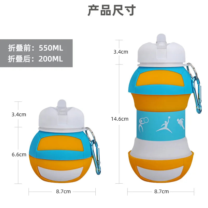 Foldable Football/basketball Silicone Water Bottle