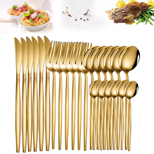 24pcs Dinnerware Set Stainless Steel Tableware