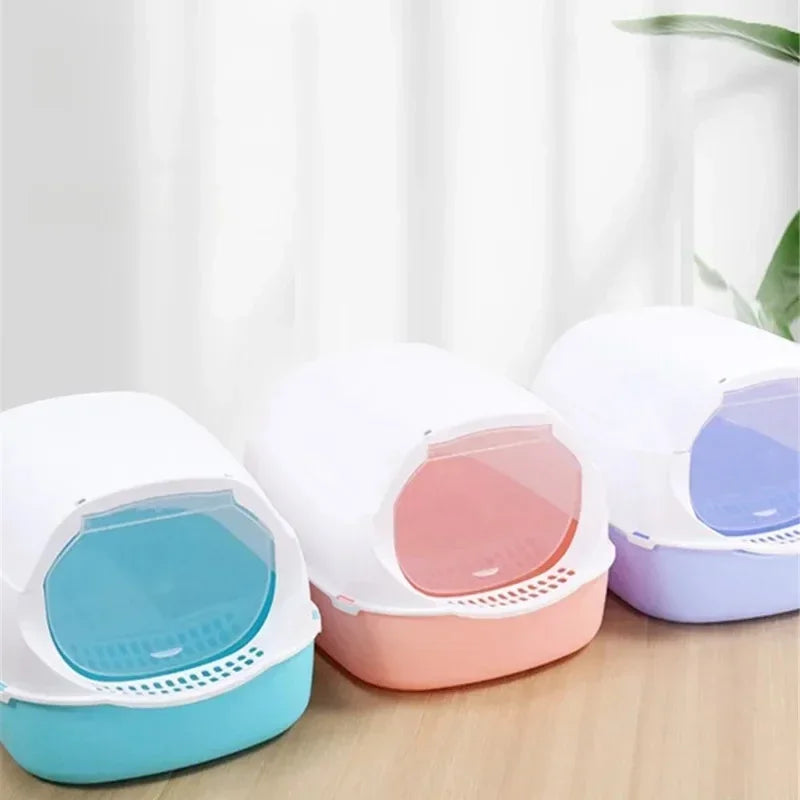 Kitty Sandbox Cat Litter Box Semi-enclosed Splashproof Cat