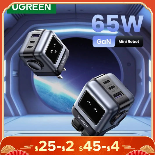 【US Plug】UGREEN 65W 30W GaN Charger Robot Design