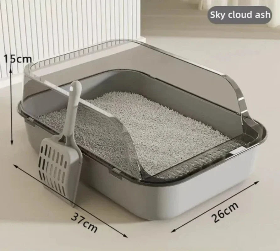 Kitty Sandbox Cat Litter Box Semi-enclosed Splashproof Cat