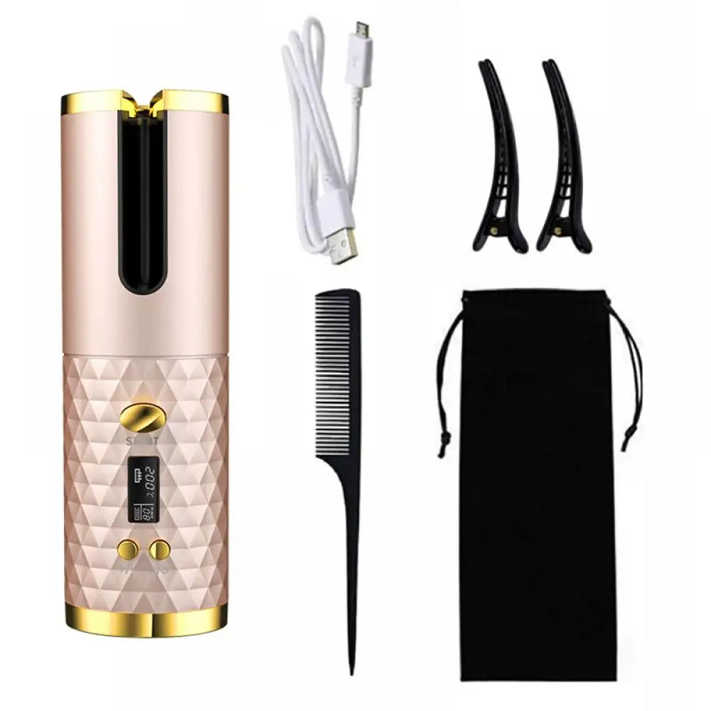Automatic Wireless Hair Curler Cordless Rotating USB Rechargeable