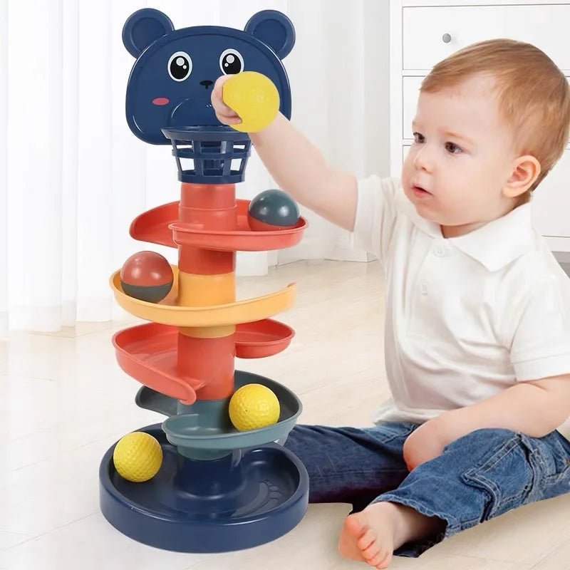 Rolling Ball Pile Tower Early Educational Toy for Babies