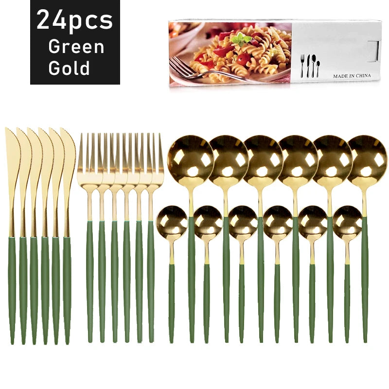 24pcs Dinnerware Set Stainless Steel Tableware