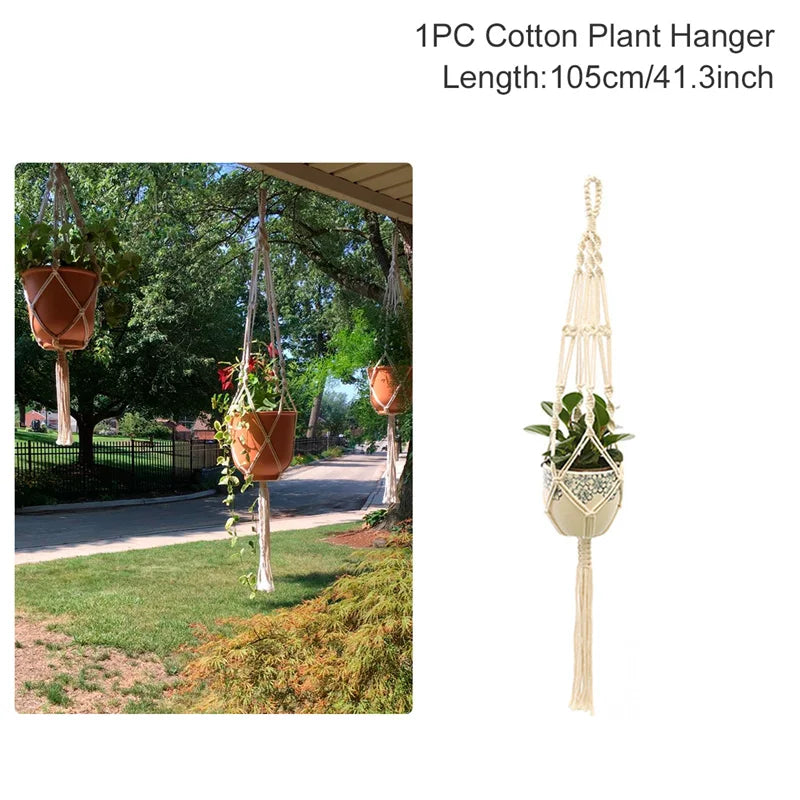 Hanging Plant Handmade Macrame Plant Hanger Flower Pot Planter Hanger Wall Decor Courtyard Garden Hanging Planter