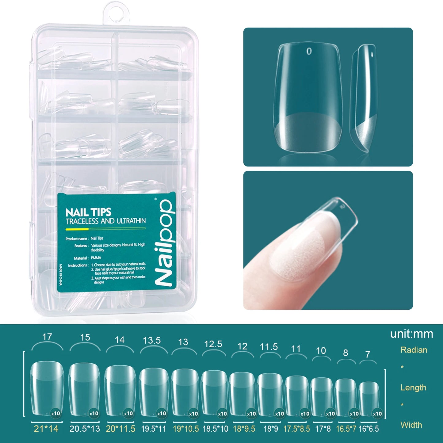 Nailpop Soft Gel Tips for Nails Acrylic Material