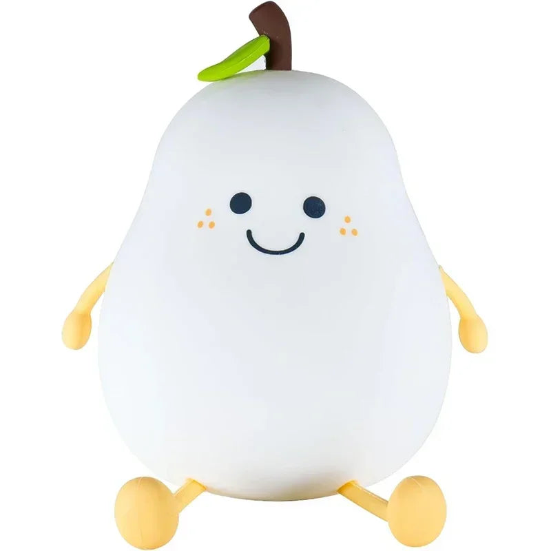 Night Lights for Kids Pear Shaped Cute Silicone Nightlight 7 Colors