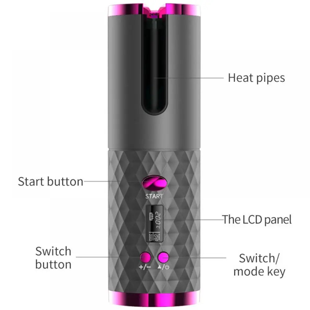 Automatic Wireless Hair Curler Cordless Rotating USB Rechargeable