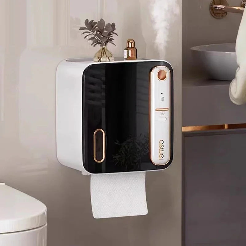 Wall Mounted Black Roll Paper Storage
