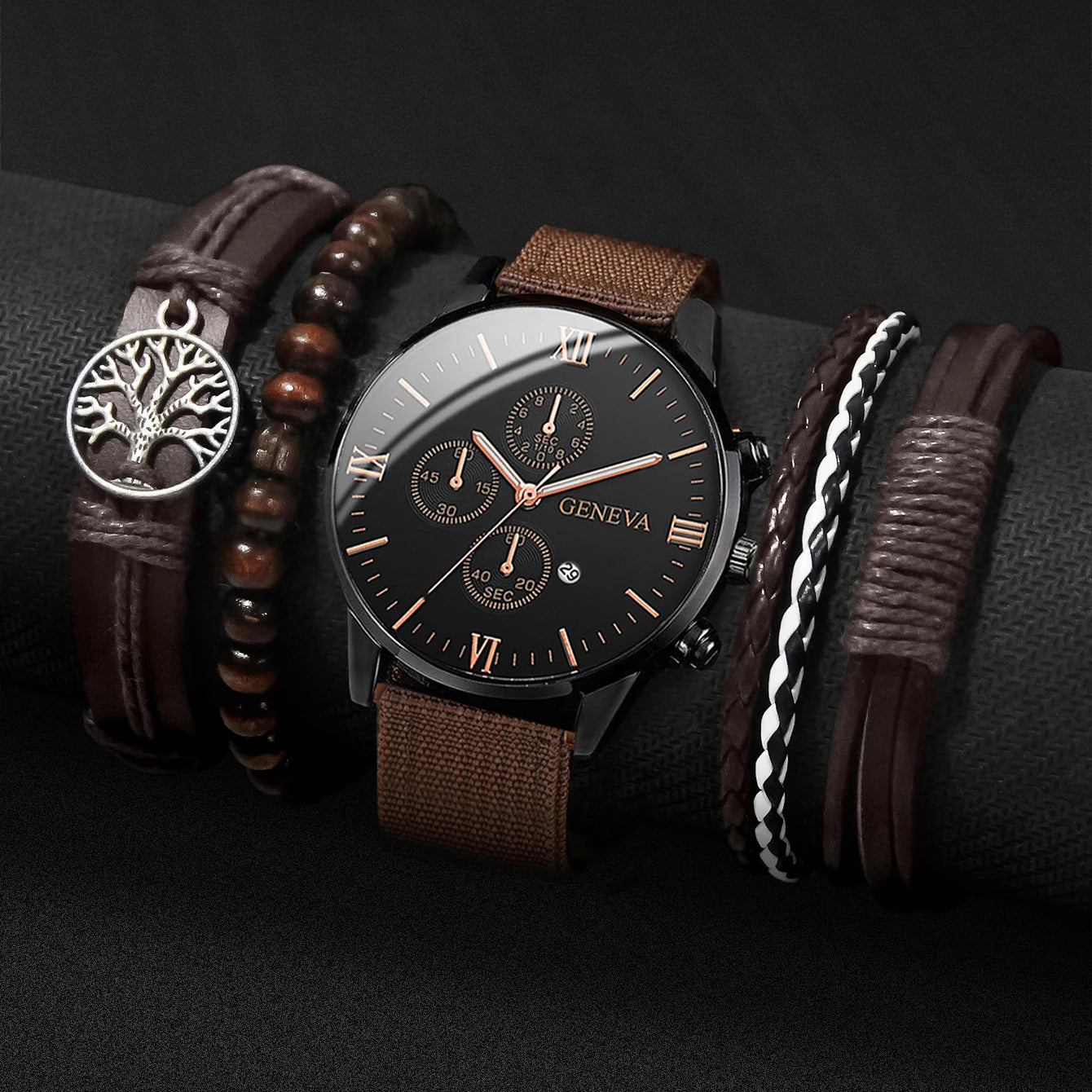 Fashion Men Watches Casual Nylon Band Male's Quartz Watch Bracelets Set Relogio Masculino Reloj Hombre（Without Box）