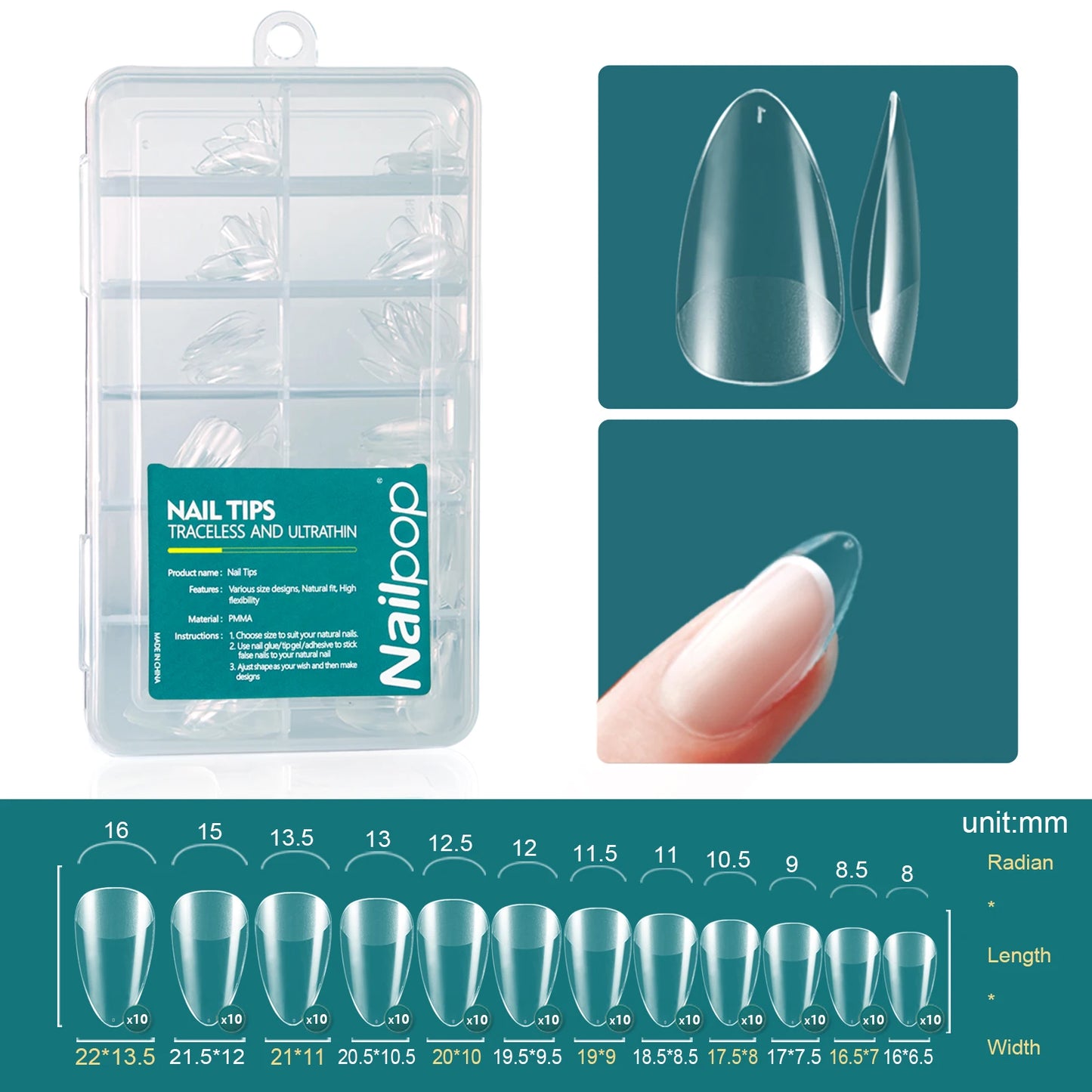 Nailpop Soft Gel Tips for Nails Acrylic Material
