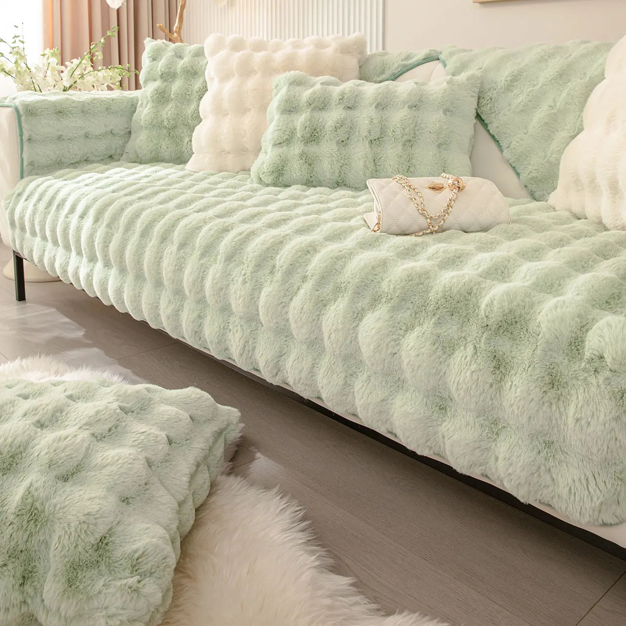 Artificial Rabbit Fur Sofa Cover