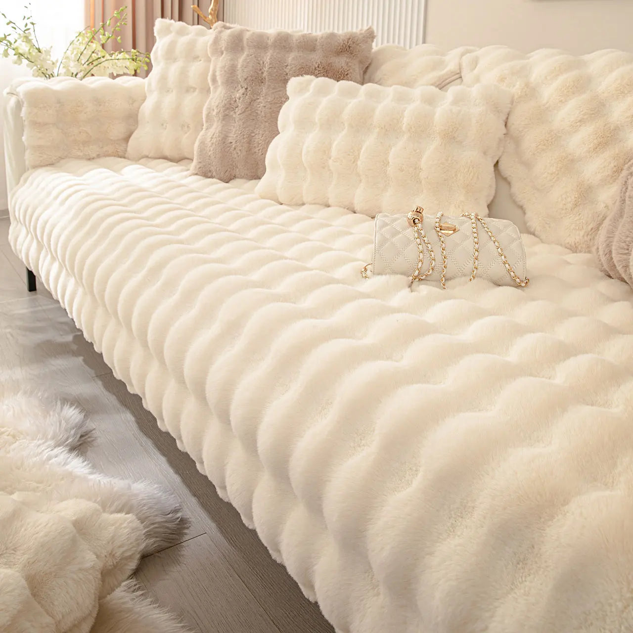 Artificial Rabbit Fur Sofa Cover