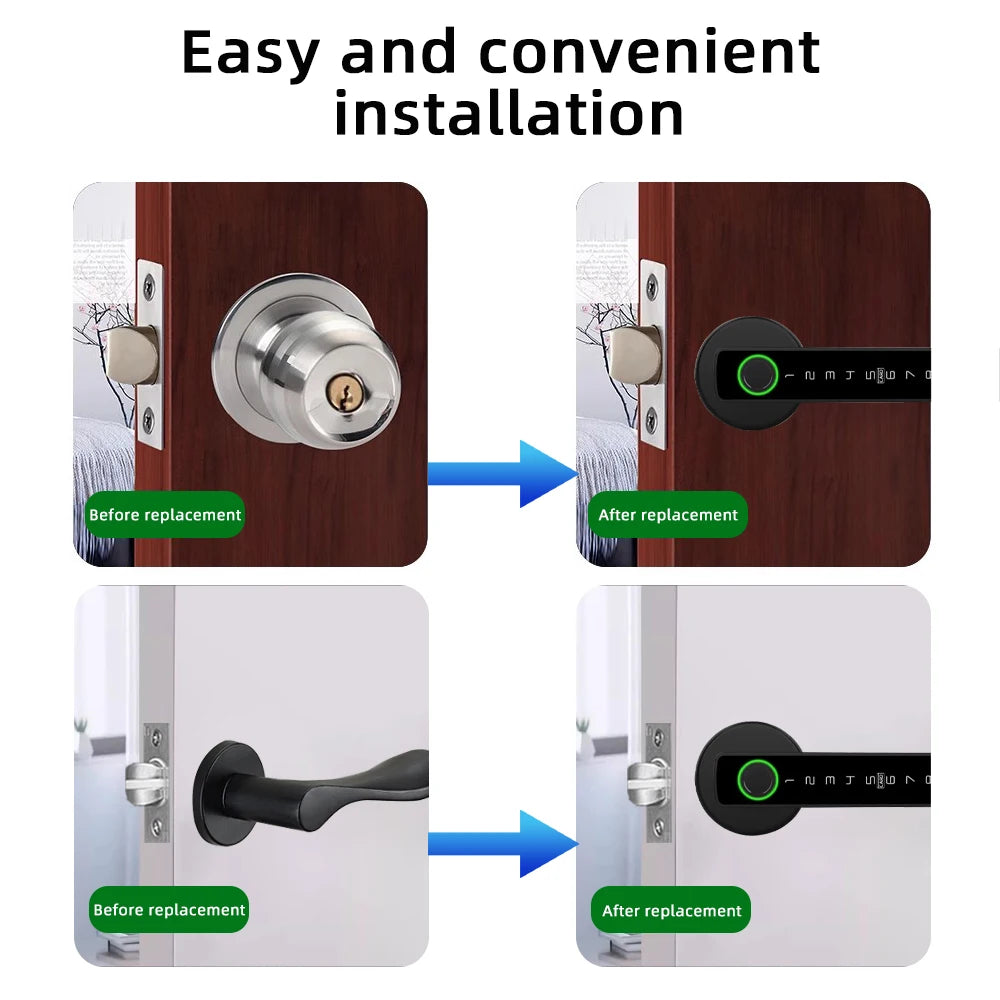 RAYKUBE M5 Tuya BLE Fingerprint Door Lock Digital Electronic Lock with Password/Key/IC Card/ Smartlife