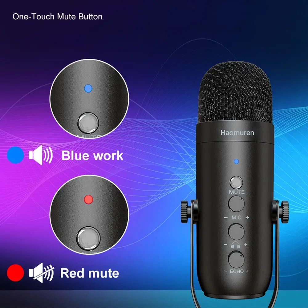 Haomuren  Microphone Studio Cardioid Condenser Mic Kit with Boom Arm For Recording YouTube