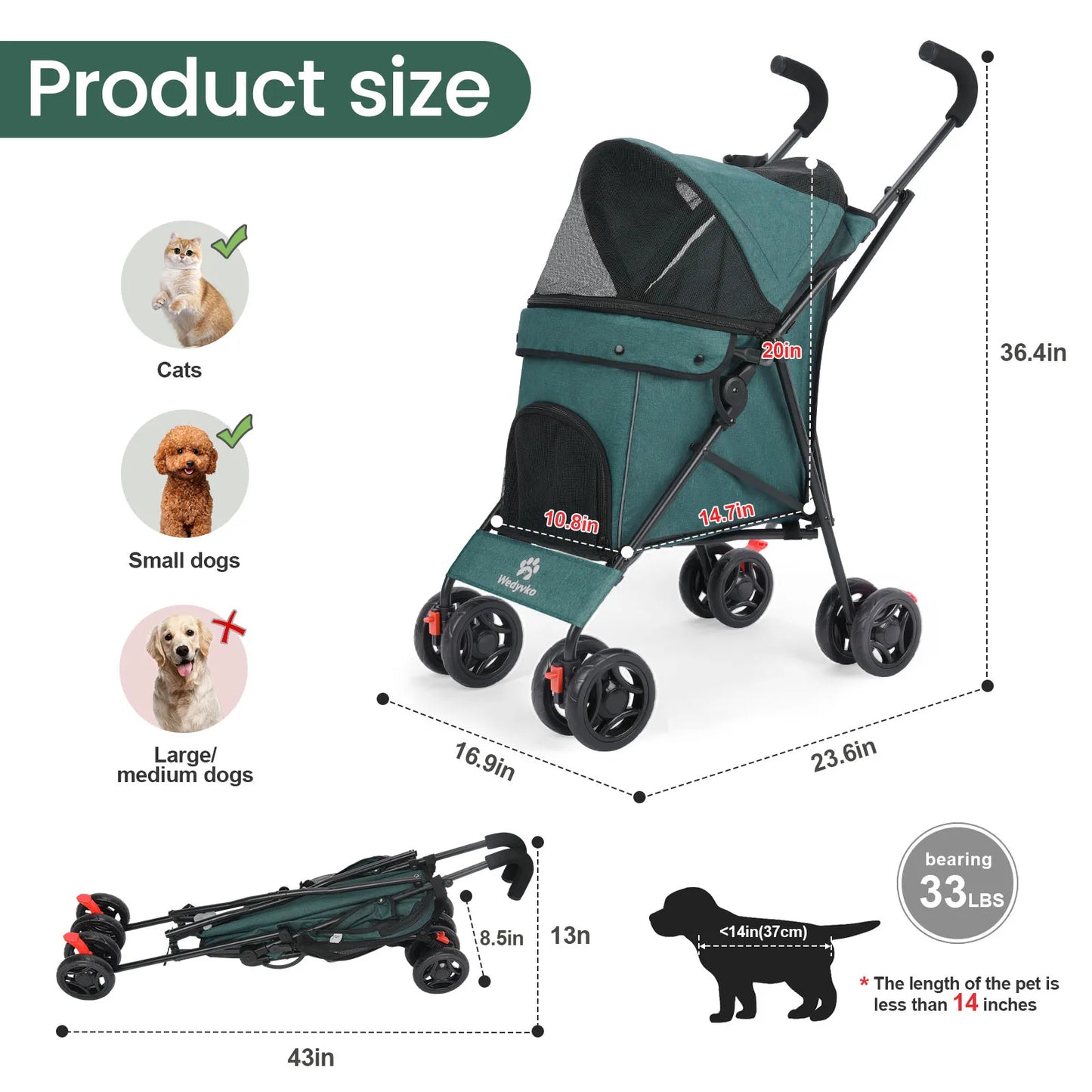 Lightweight foldable animal stroller