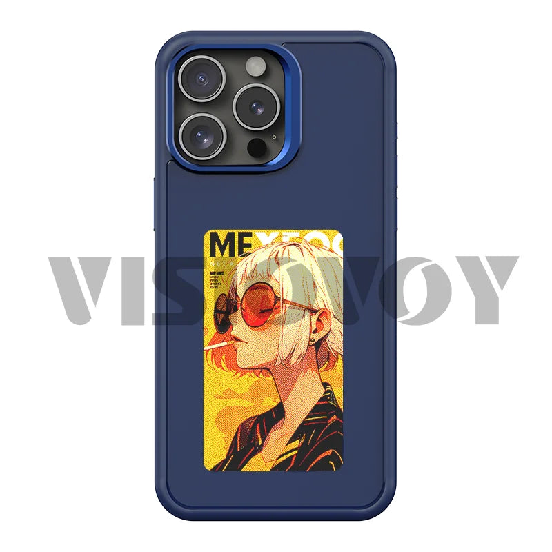 NFC Smart Phone Case For iphone 16 15 14 13 Pro Max E ink 4 Color Screen DIY