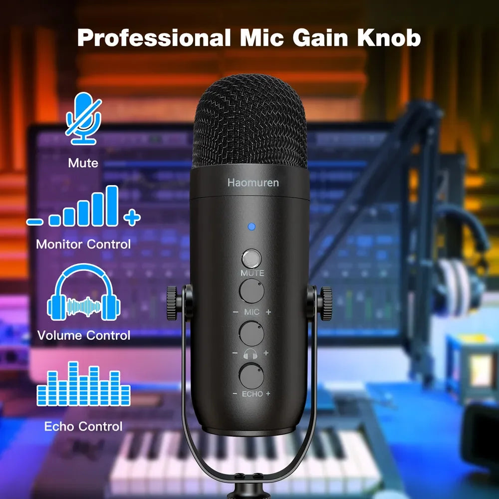Haomuren  Microphone Studio Cardioid Condenser Mic Kit with Boom Arm For Recording YouTube