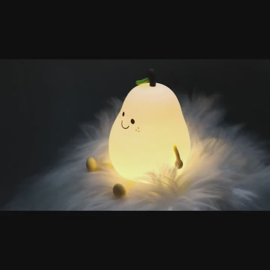 Night Lights for Kids Pear Shaped Cute Silicone Nightlight 7 Colors